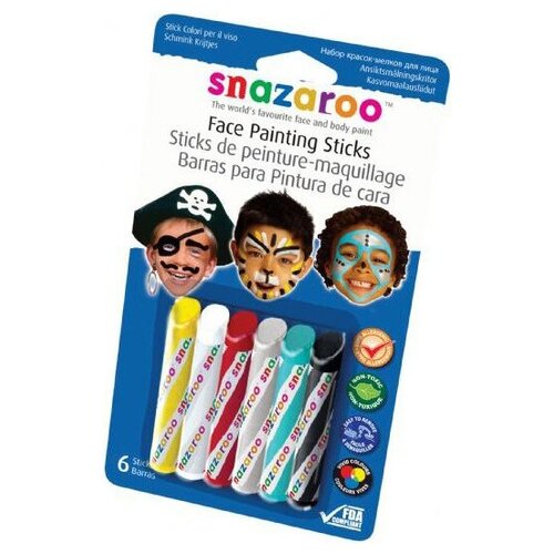 фото Snazaroo набор красок- мелков для лица, для мальчиков, 6цв