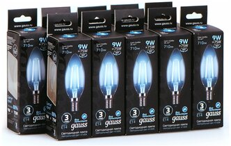 Упаковка светодиодных ламп 10 шт. gauss 103801209, E14, C37, 9Вт, 4100 К