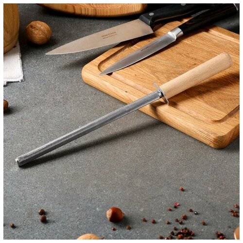 Точилка для ножей, мусат, с деревянной ручкой, 30 см