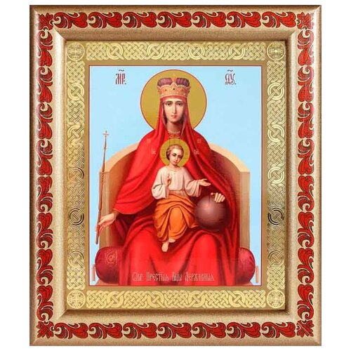 Икона Божией Матери Державная, рамка с узором 19*22,5 см