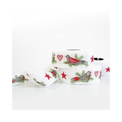 * Тесьма декоративная Рождественские птицы, ширина 30мм, Acufactum Ute Menze, 35079-01