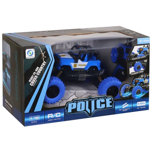 фото Полицейская машина джип с пультом управления краулер на батарейках вездеход пружинная подвеска резиновые шины м 1:18 yueye toys