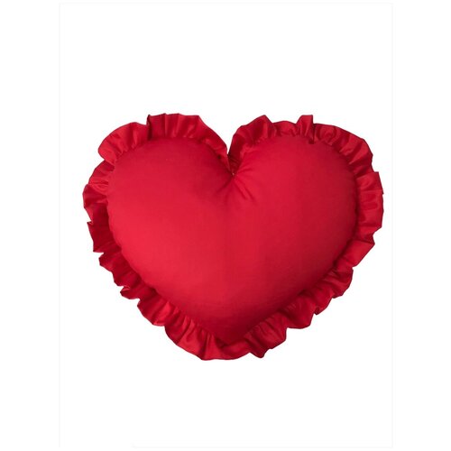 Подушка декоративная Сердце-Валентинка с рюшами Babygood, подушка для ярких фото, 40*35 см, цвет: красный