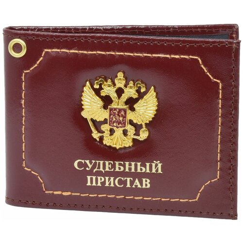 Обложка для удостоверения , коричневый, золотой