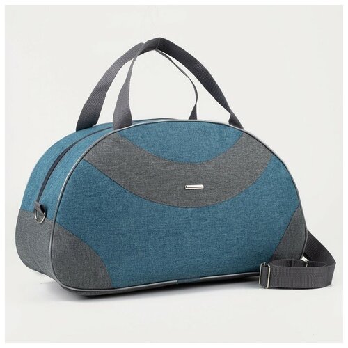 фото Сумка спортивная, отдел на молнии, длинный ремень, цвет серый/бирюзовый tl