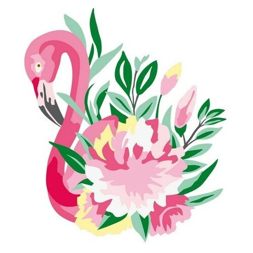 фото Картина по номерам раскраска на футболке фламинго в цветах, . фрея