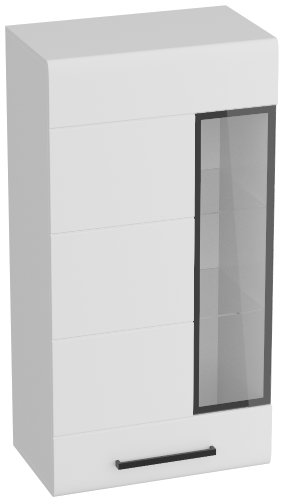 Шкаф-витрина "ВоБаза Рейн", 60 х 34 х 115, белый, 1 дверь, 2 полки, 1 ящик, стекло