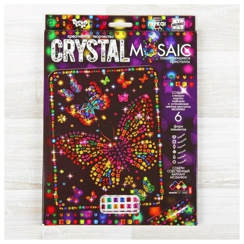 фото Набор для создания мозаики «бабочки» crystal mosaic, на тёмном фоне danko toys
