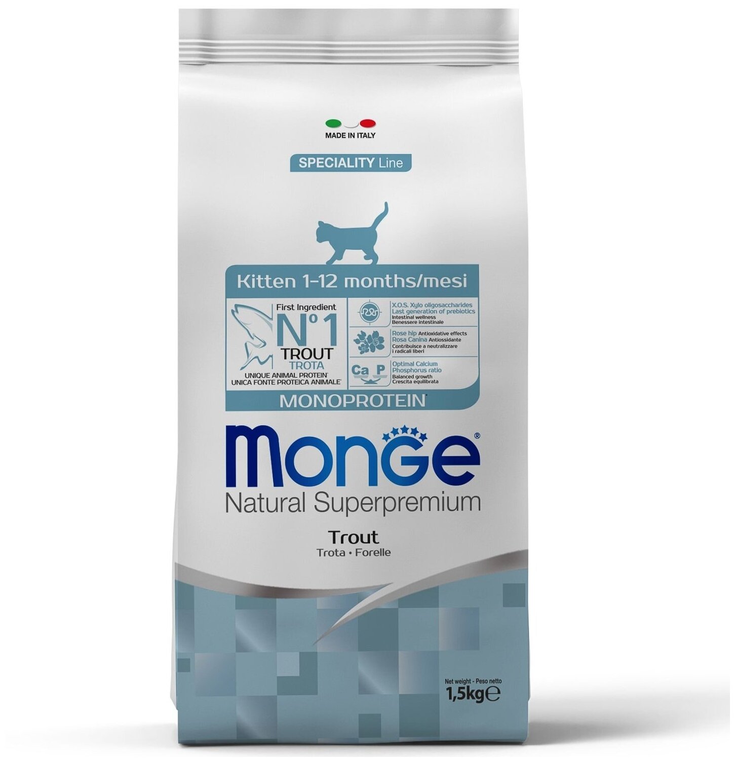 Сухой корм для котят Monge Speciality line, форель 1.5 кг
