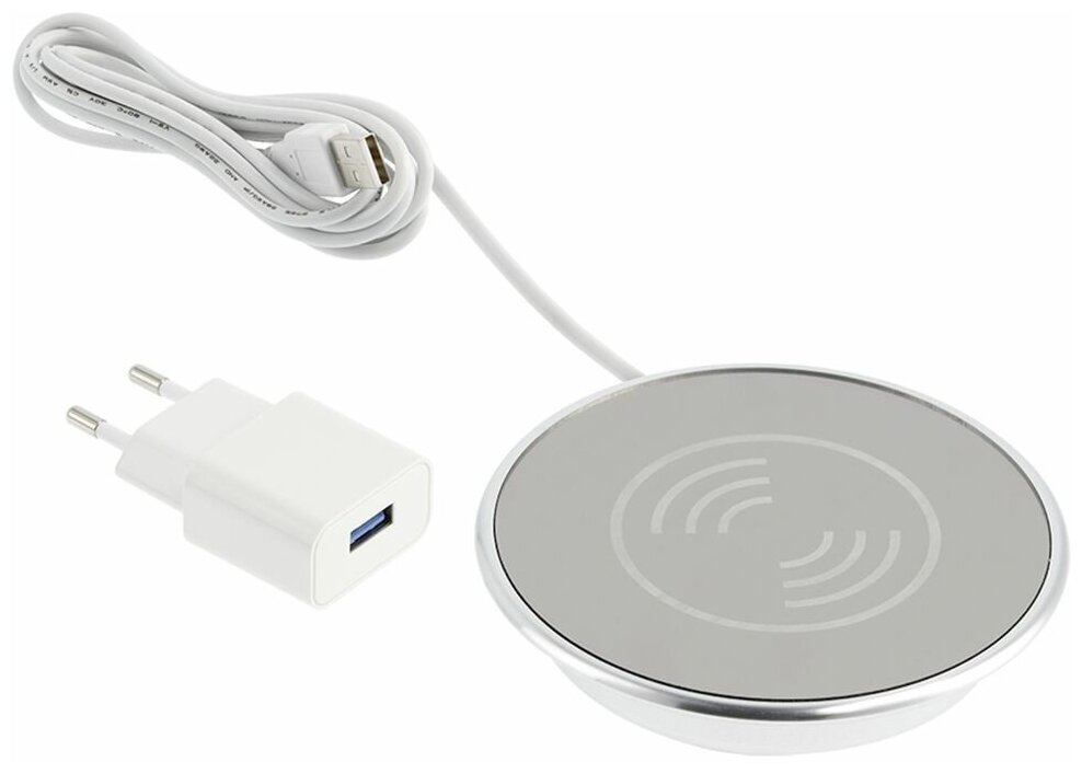 Встраиваемая врезная беспроводная зарядка в стол и мебель с блоком питания провод USB 15 м на смартфон айфон самсунг телефон наушники