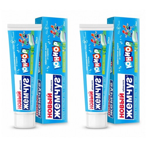 фото Нк жемчуг новый з/паста юниор (яблоко/мята) 50мл (набор из 2х шт) невская косметика