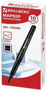 <b>Маркер</b> перманентный <b>черный</b> 1мм комплект 10 штук, BRAUBERG, 880243 <span>надежный <b>маркер</b> brauberg "classicline" отлично подходит для повседневного использования. предназначен для письма на любой поверхности: бумага</span>