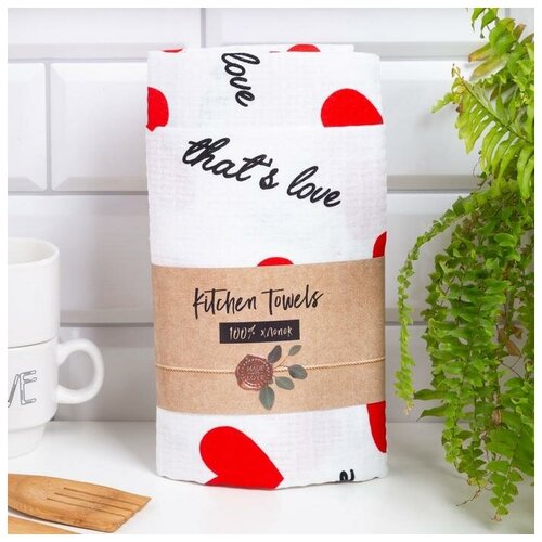 фото Набор кух.полотенец "доляна" сердечки 40х73см-2шт., 100% хл, вафля, 160гр/м2 5472070