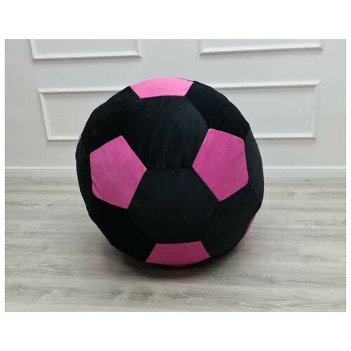 фото Кресло-мешок "футбольный мяч" gordvell, экокожа/велюр искусственный, черно-розовый