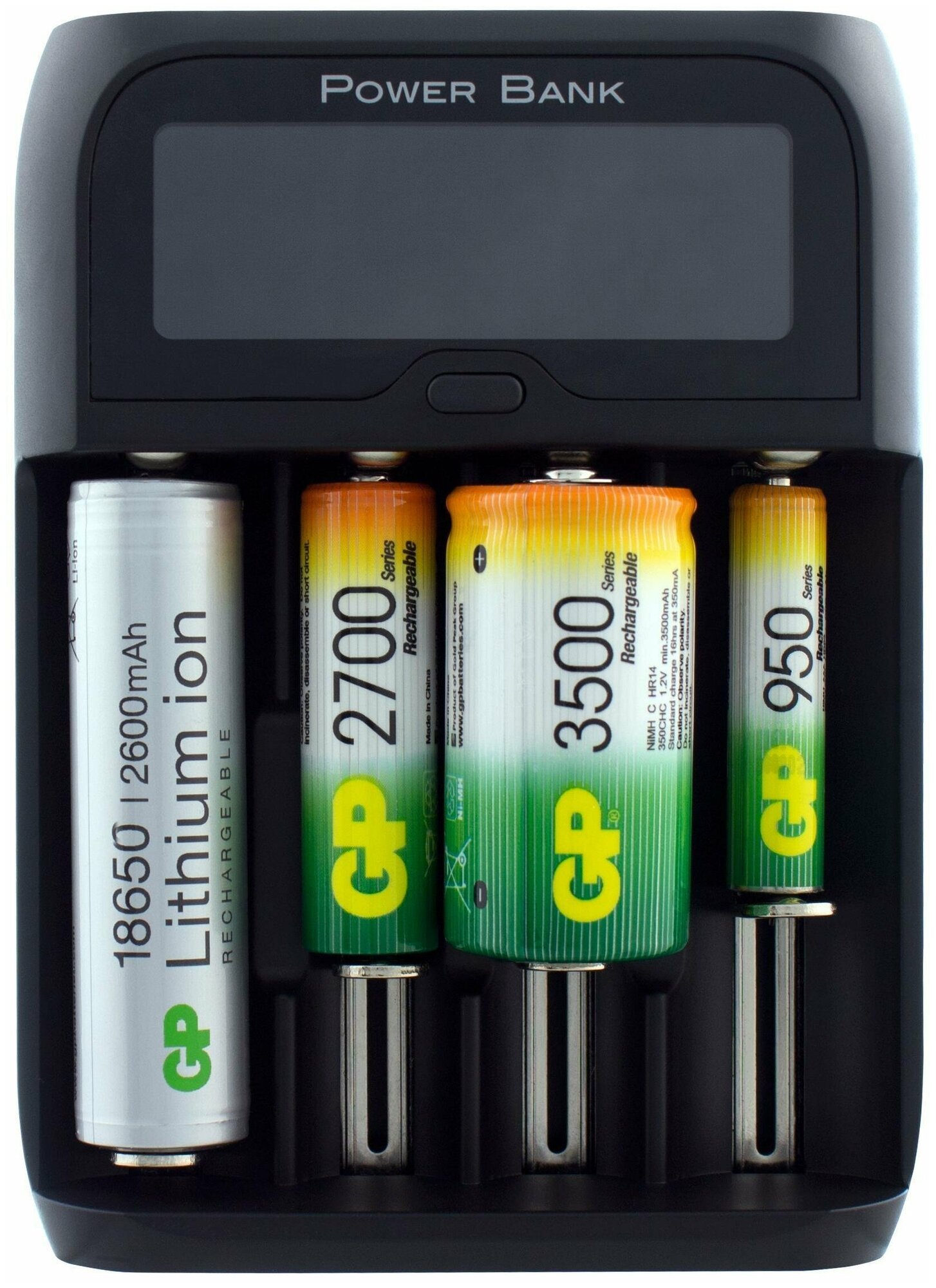 Зарядное устройство GP в наборе с 4 аккумуляторами 2700 мАч (АА) в комплекте с сетевым адаптером 2А и micro USB проводом