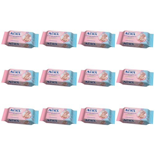 AURA Ultra Comfort Влажные салфетки для детей с алоэ и витамином Е 100шт с крышкойуп 12 уп 1819₽