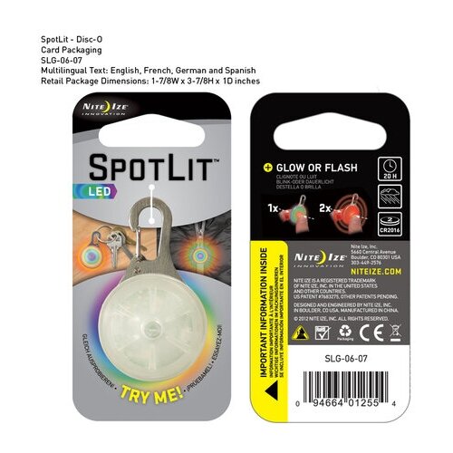 Брелок для ключей Nite-Ize Светящийся брелок с карабином SpotLit (Disco) (SLG-07-R6)