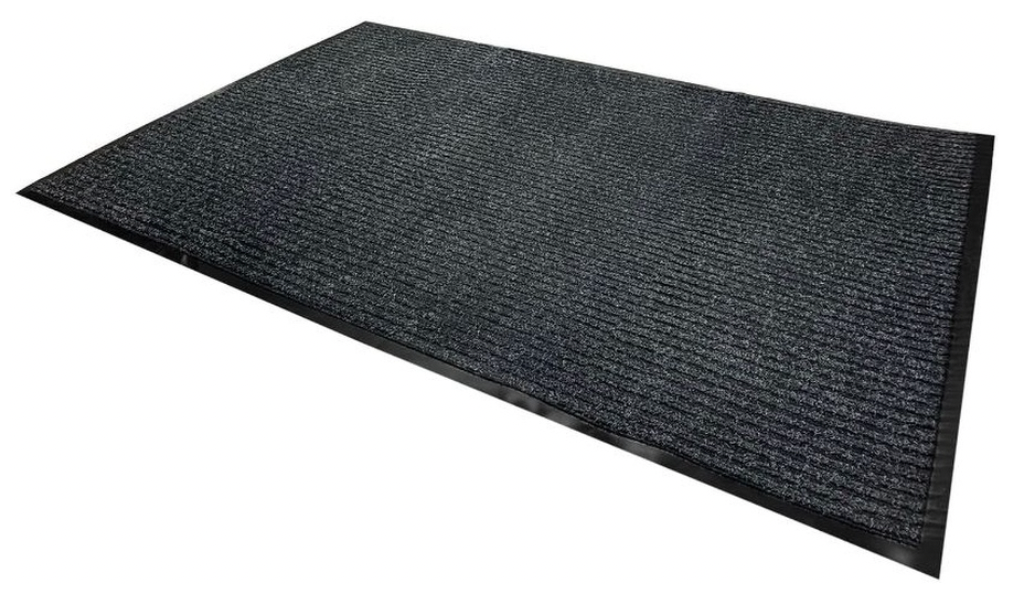 Придверный коврик в прихожую влаговпитывающий ворс Vors 60x90, черный - фотография № 4