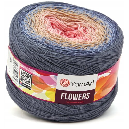 Пряжа YarnArt Flowers, 1 % хлопок, 45 % акрил, 250 г, 1000 м, 1 шт., 262 1000 м