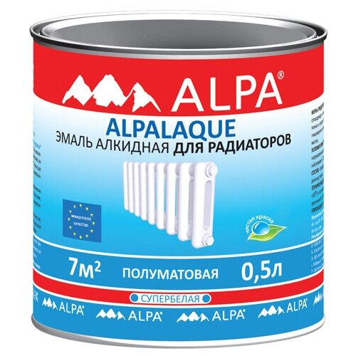 Эмаль для радиаторов Alpa Альпалак белая полуматовая (0,5л)