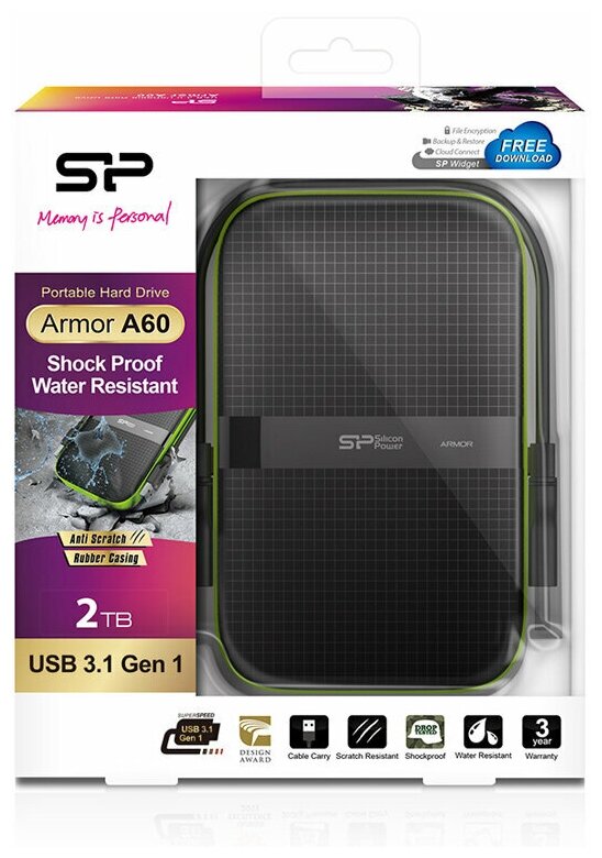 Внешний HDD Silicon Power 5 ТБ A60 Armor ( SP050TBPHDA60S3K ) USB 3.0