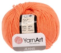 Нить вязальная YarnArt Jeans, 55 % хлопок, 45 % акрил, 50 г, 160 м, 23 светло-оранжевый