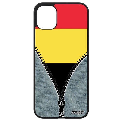 фото Противоударный чехол для мобильного // apple iphone 11 // "флаг бельгии на молнии" страна дизайн, utaupia, серый