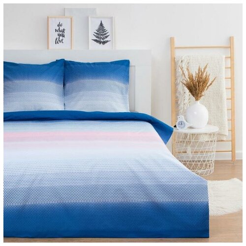 фото Постельное белье 1.5-спальное lovelife закат, поплин, 1 наволочка 70 х 70 см, розовый/синий