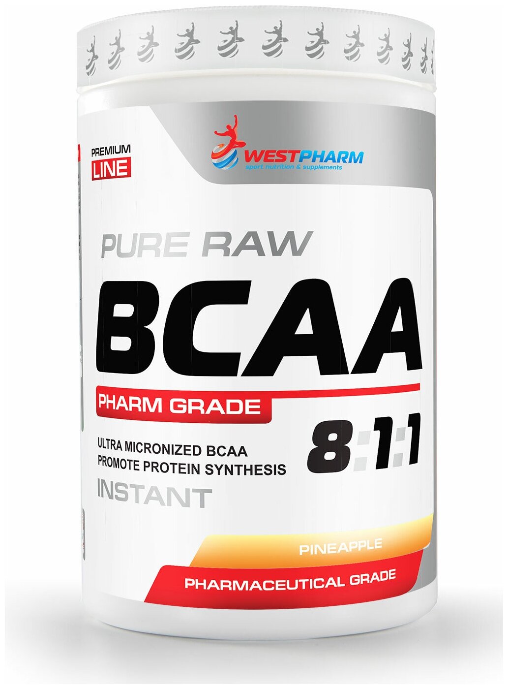 WestPharm BCAA 8:1:1 / БЦАА 8:1:1 порошок со вкусом Ананас / Незаменимые аминокислоты / Рост мышечной массы / Выносливость / 400 гр., 80 порций