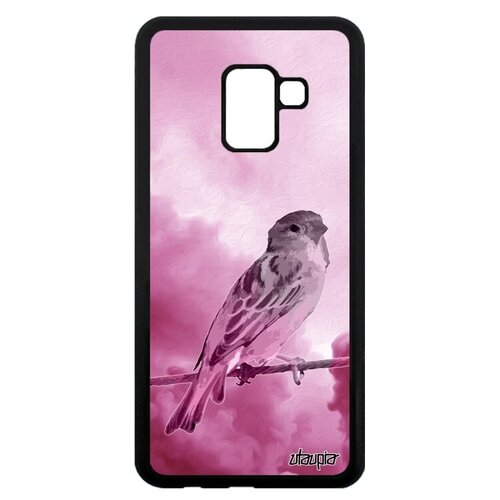 фото Стильный чехол на телефон // galaxy a8 2018 // "воробей" птица воробьишка, utaupia, розовый