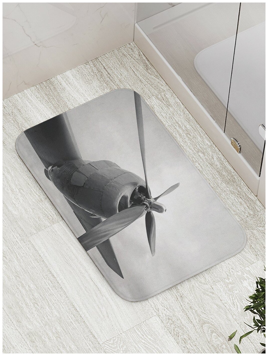 Коврик JoyArty противоскользящий "Винт самолета" для ванной, сауны, бассейна, 77х52 см