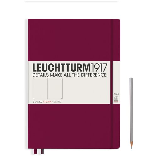 Блокнот Leuchtturm Master Slim A4+ 61л без линовки твердая обложка Красный Портвейн