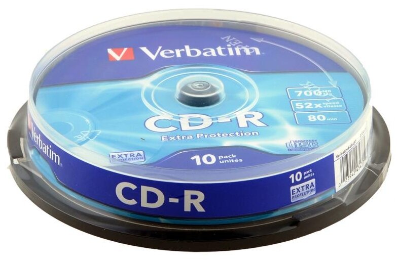 Диск CD-R Verbatim 700Mb 52x Extra Protection 10 шт. cake box