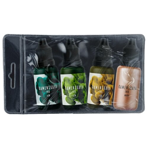 Сет алкогольных чернил Kamenskaya Ink №5, чернила 4 цв по 15 мл