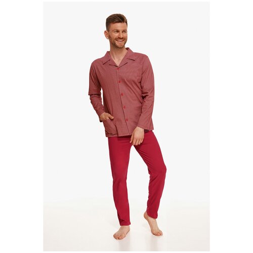 Пижама Taro, брюки, рубашка, размер L, красный