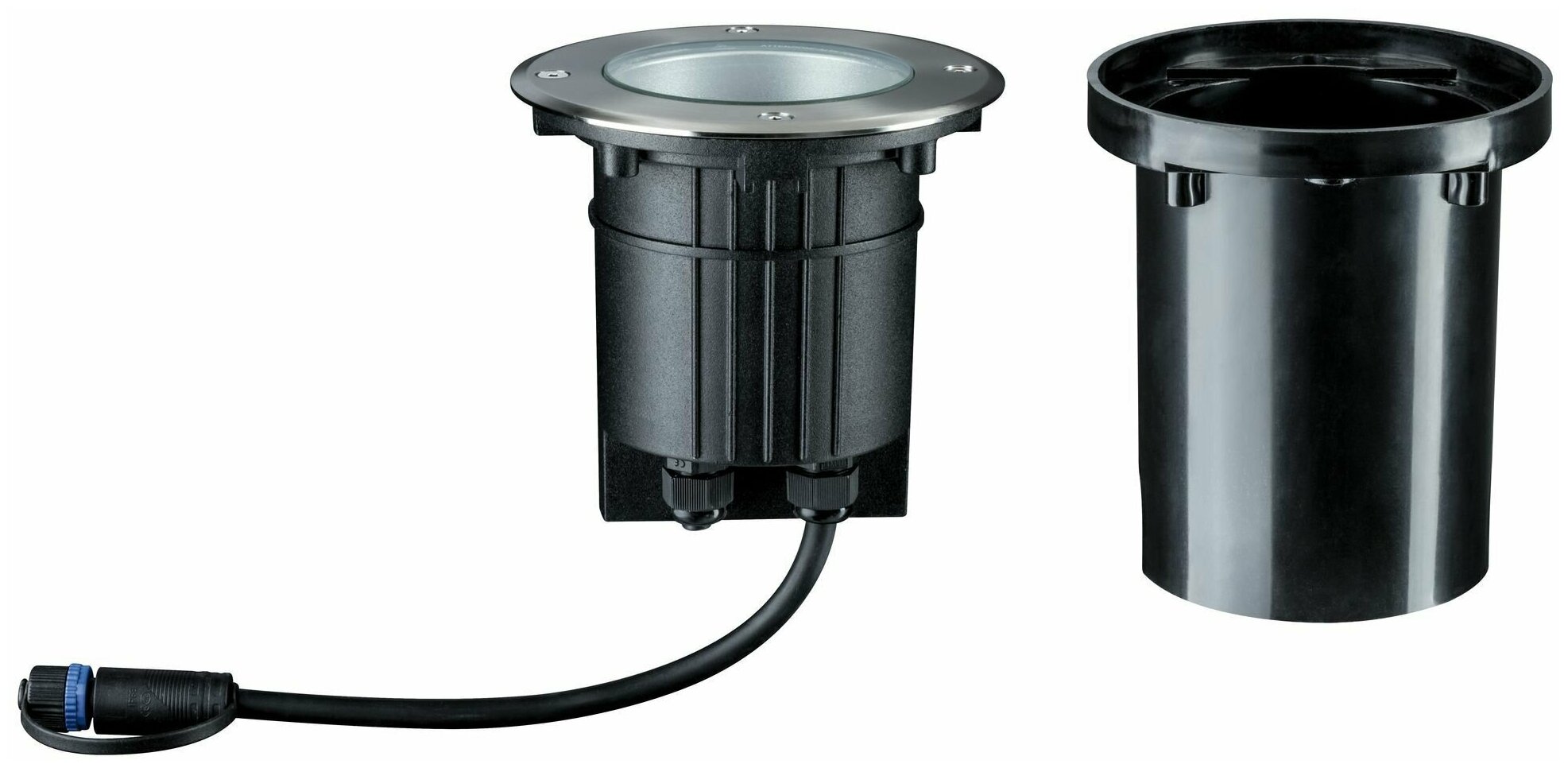 Светильник уличный встраиваемый Paulmann Plug & Shine Floor D140мм 6Вт 540Лм 3000К IP67 LED 24В угол рассеивания 38 гр. Димм Серебро Металл 93908