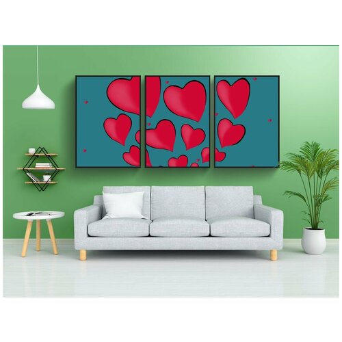 фото Набор модулных постеров для интерьера "фон, обои, сердечки" 60x90 см. в тубусе, без рамки lotsprints