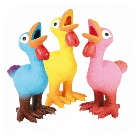 Игрушка Петух поющий, Trixie (товары для животных, 14 см, латекс, цвета в ассортименте, 35267) - фотография № 1