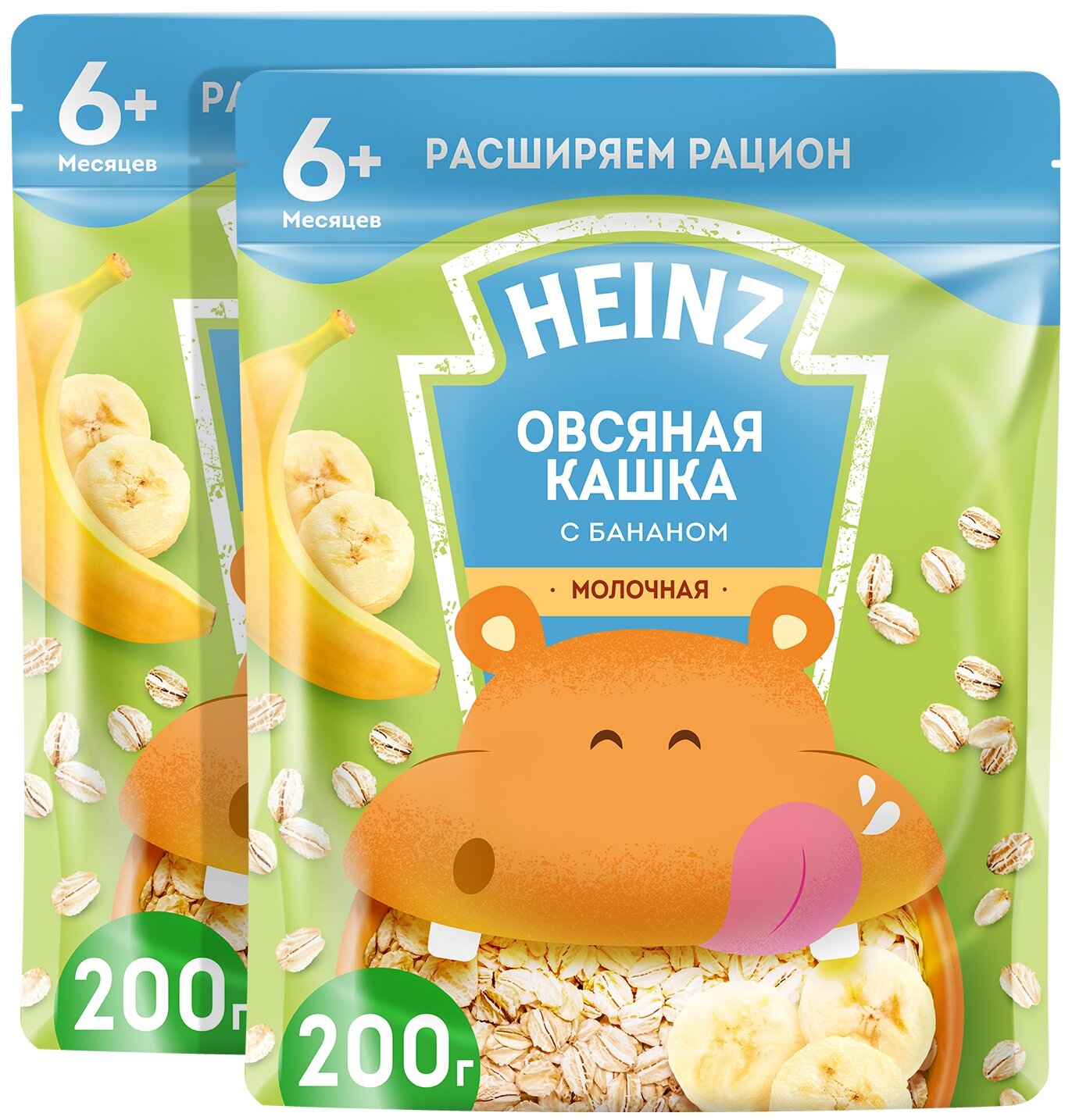 Спайка Каша Heinz молочная с бананом с Омега 3 с 6 месяцев 200 г, 2шт