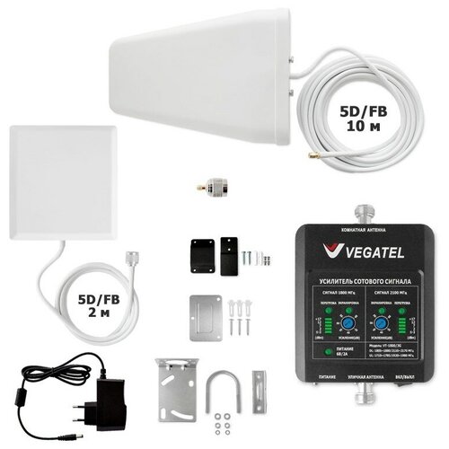 Готовый комплект усиления сотовой связи VEGATEL VT-1800/3G-kit (дом, LED)