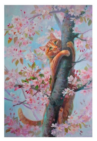 Картина стразами 40х50см "Кот на дереве"