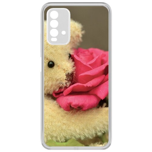 Чехол-накладка Krutoff Clear Case Женский день - Медвежонок с розой для Xiaomi Redmi 9T