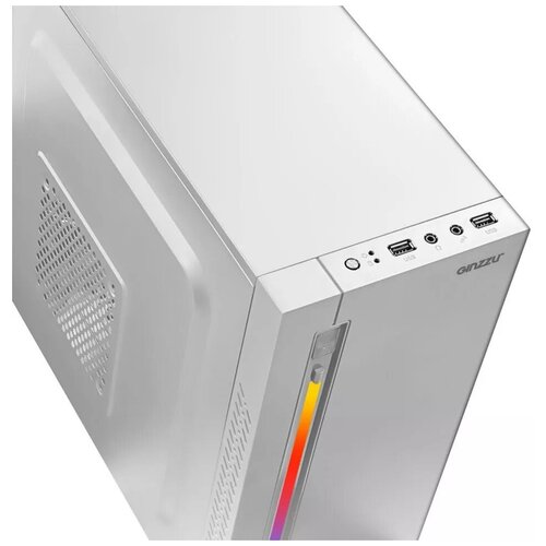 Корпус MiniTower Ginzzu D380, RGB, mATX, 2xUSB2.0, белый, без БП корпус microatx ginzzu d380 rgb без бп белый