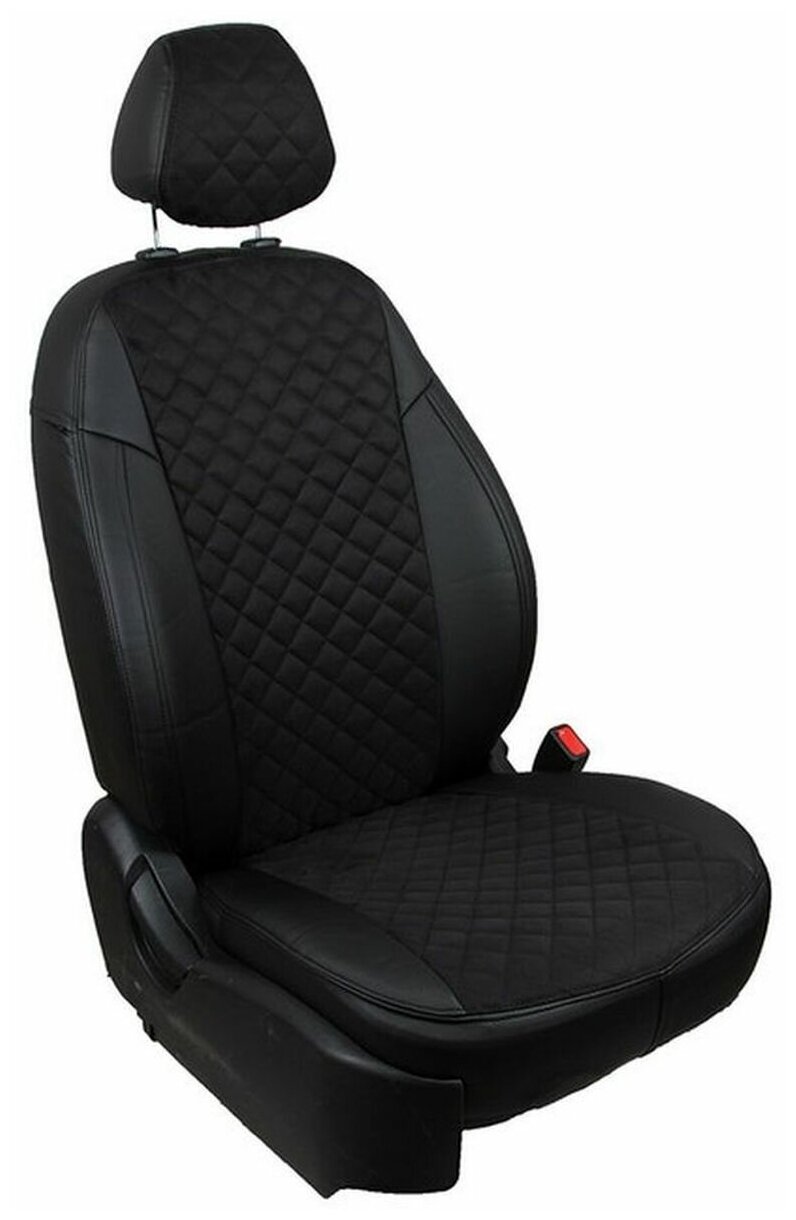 Чехлы на сиденья "АВТОПИЛОТ" из алькантары ромб для Nissan X-Trail T31 с 07-15г. Черный, Черный. ni-kht-t31-chch-ar