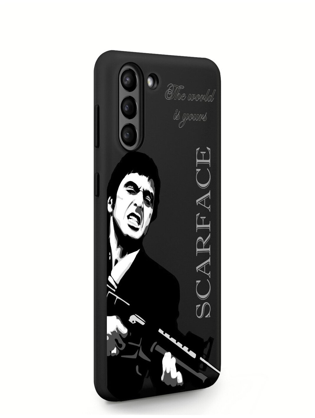 Черный силиконовый чехол MustHaveCase для Samsung Galaxy S21+ Scarface Tony Montana/ Лицо со шрамом для Самсунг Галакси С21+ Противоударный