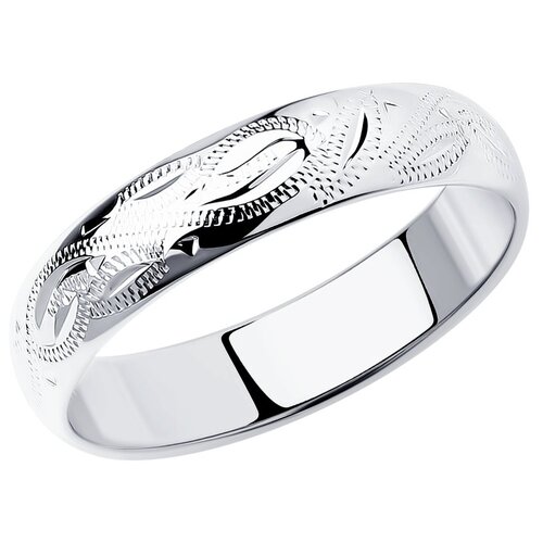 Кольцо обручальное SOKOLOV, серебро, 925 проба, родирование, размер 16 женское кольцо из серебра 925 пробы с синим сапфиром обручальное кольцо из серебра 925 пробы