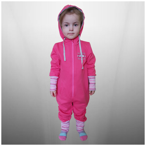 фото Комбинезон для девочки цвет розовый размер 104 футер двухнитка с небольшим начесом alena