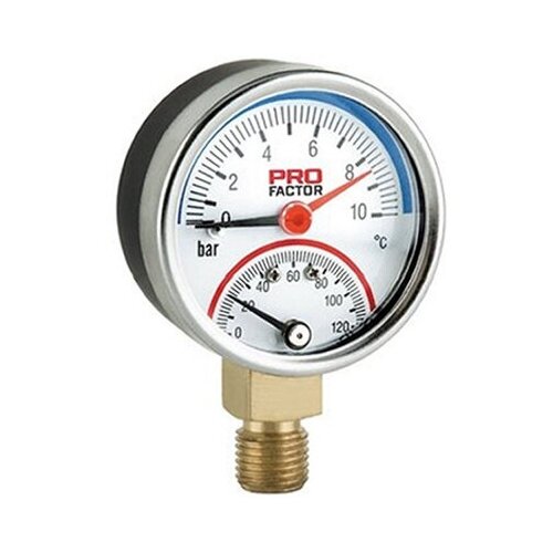 Термоманометр PROFACTOR d=53 мм, радиальный, 1/4, 6 bar; 0-120*C, PF SG 870-6