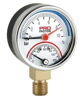 фото Термоманометр PROFACTOR d=53 мм, радиальный, 1/4", 6 bar; 0-120*C, PF SG 870-6