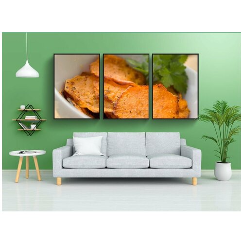 фото Набор модулных постеров для интерьера "сладкая картошка, чипсы, картошка" 60x90 см. в тубусе, без рамки lotsprints